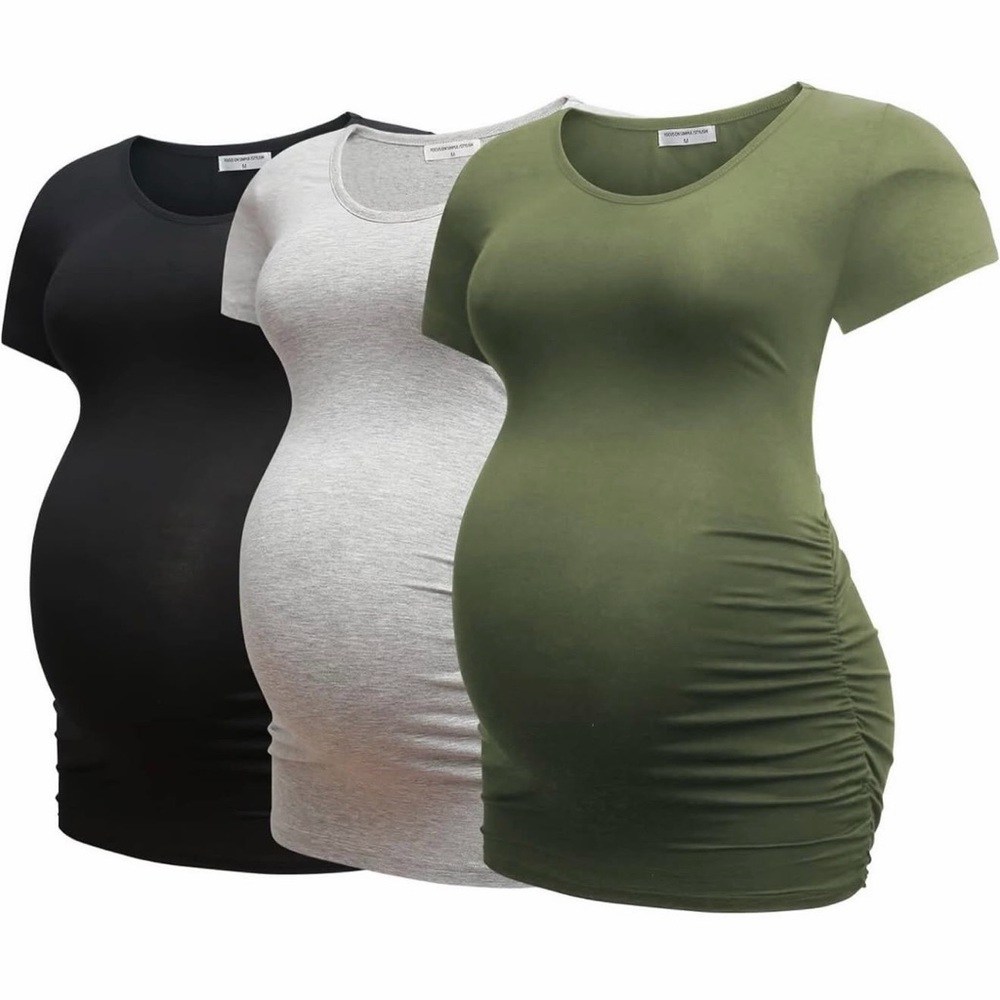 Maternity Short Sleeve Tops - Black, Gray, Green